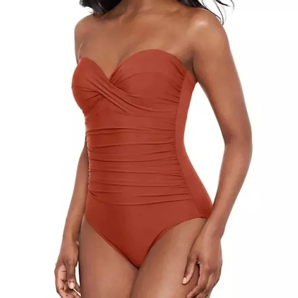 MIRACLESUIT Red Rock Solid Madrid Strapless One Piece - Picture 2 of 13